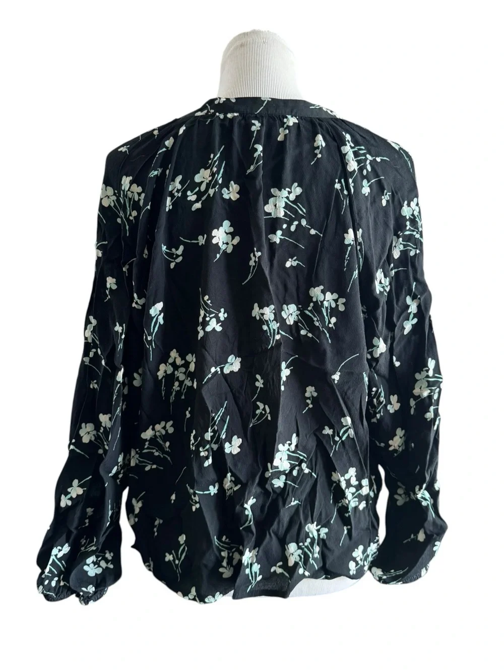 J. Crew Black Floral V-Neck Blouse XXL